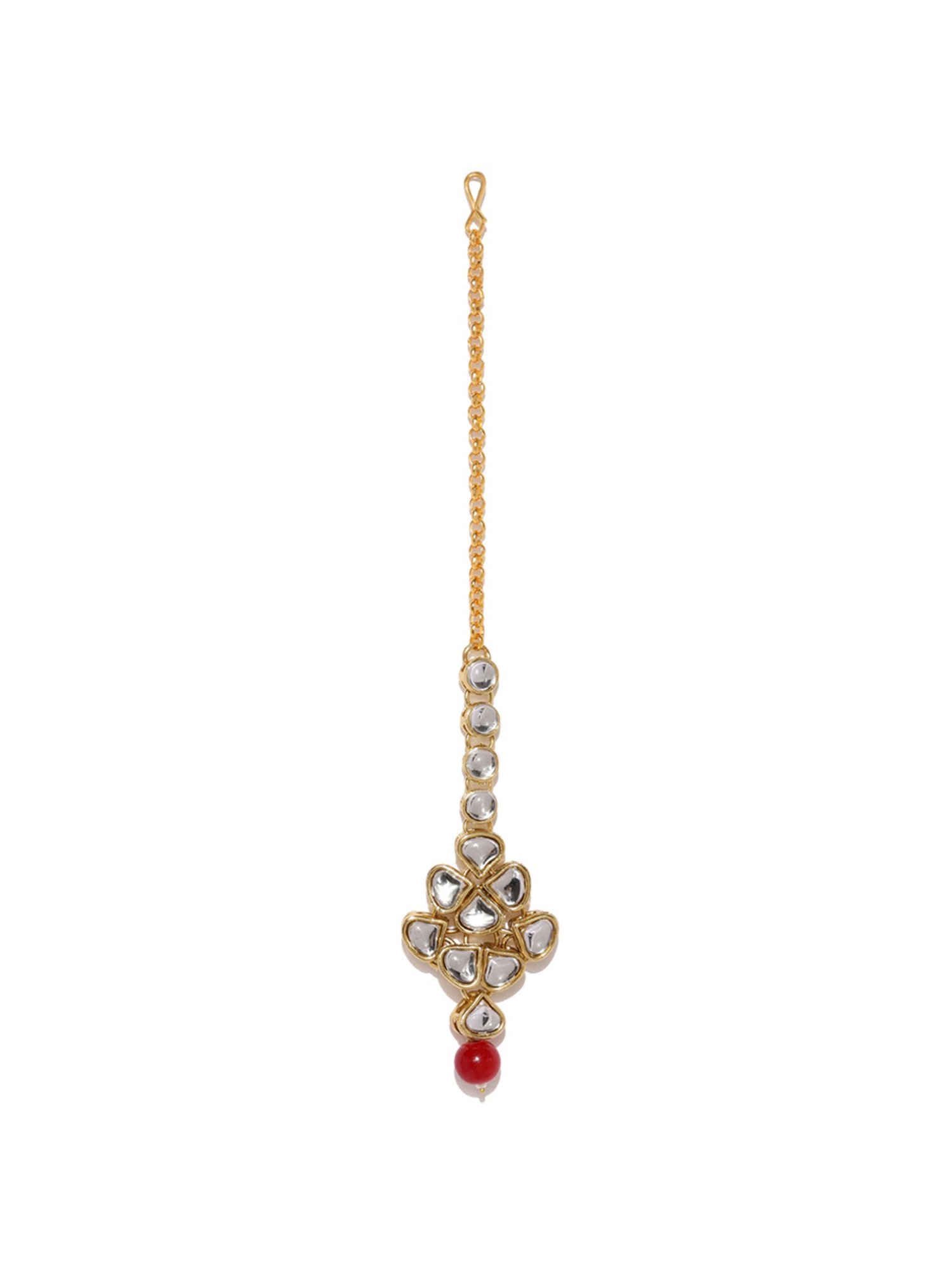 Zaveri Pearls Red & Clear Alloy Necklace Set