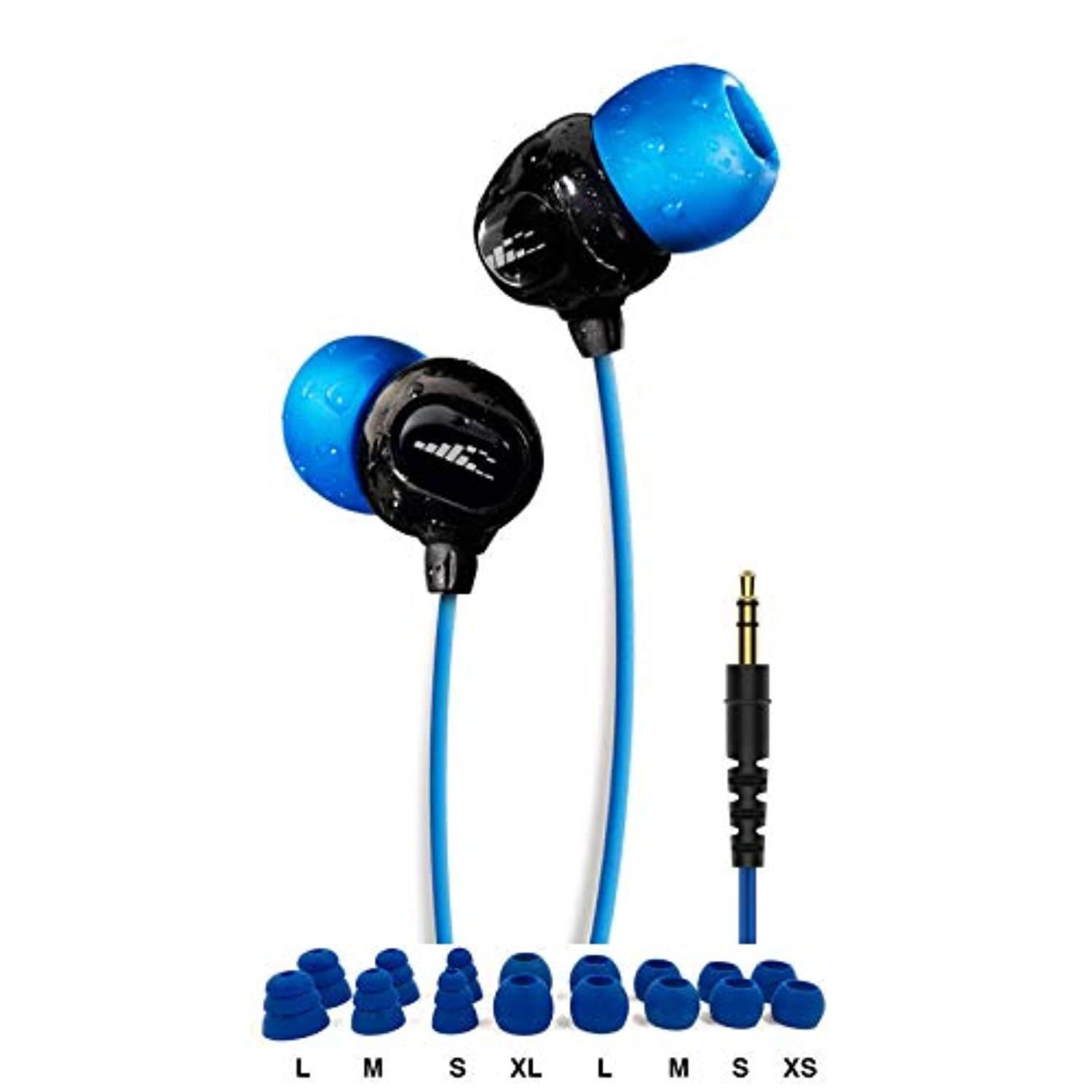 100% Waterproof Stream MP3 Music Player with Bluetooth and Underwater Headphones for Swimming Laps, Watersports, Normal Cord, 8GB &ndash; by H2O Audio