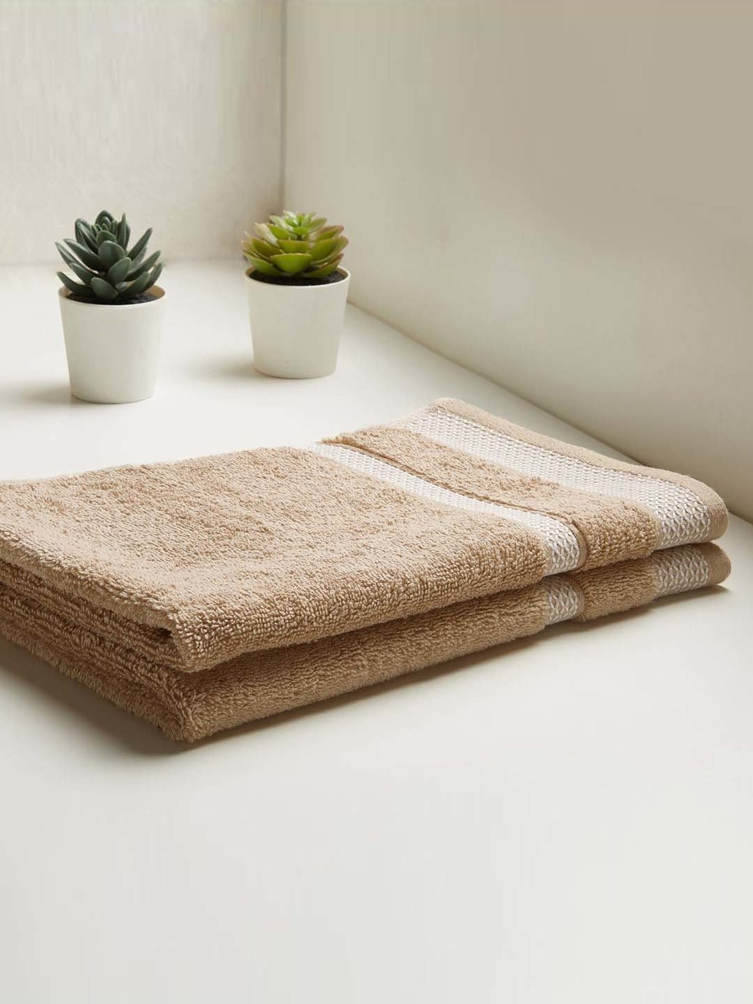 Spaces Hygro Champagne Gold Cotton 600 GSM Hand Towel - Set of 2