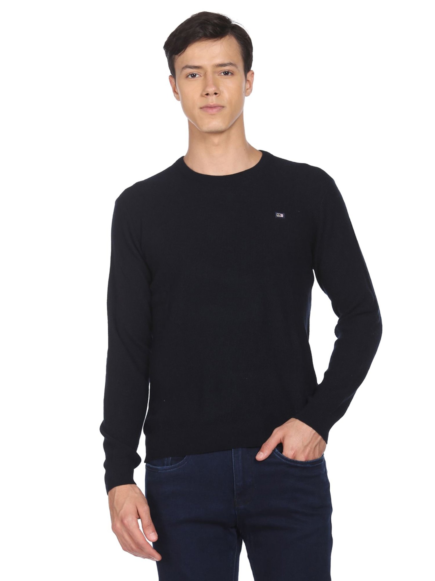 Arrow Sport Navy Blue Regular Fit Sweater
