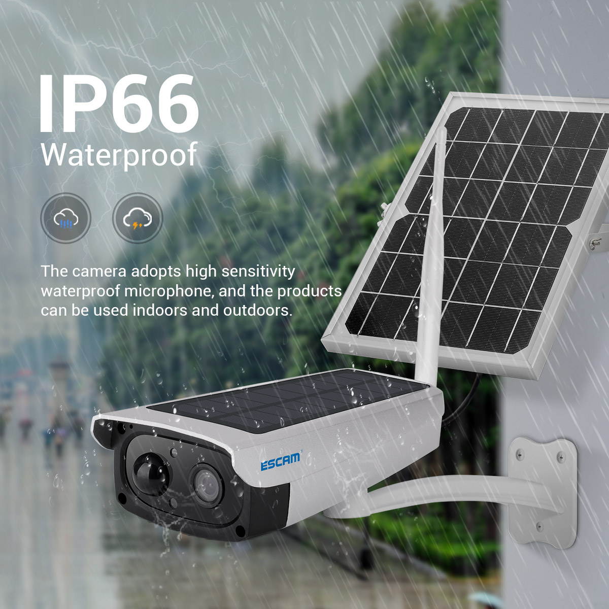 ESCAM QF270 1080P 2.0MP Solar Battery Low Power Consumption WIFI PIR Alarm Security Camera with Audio