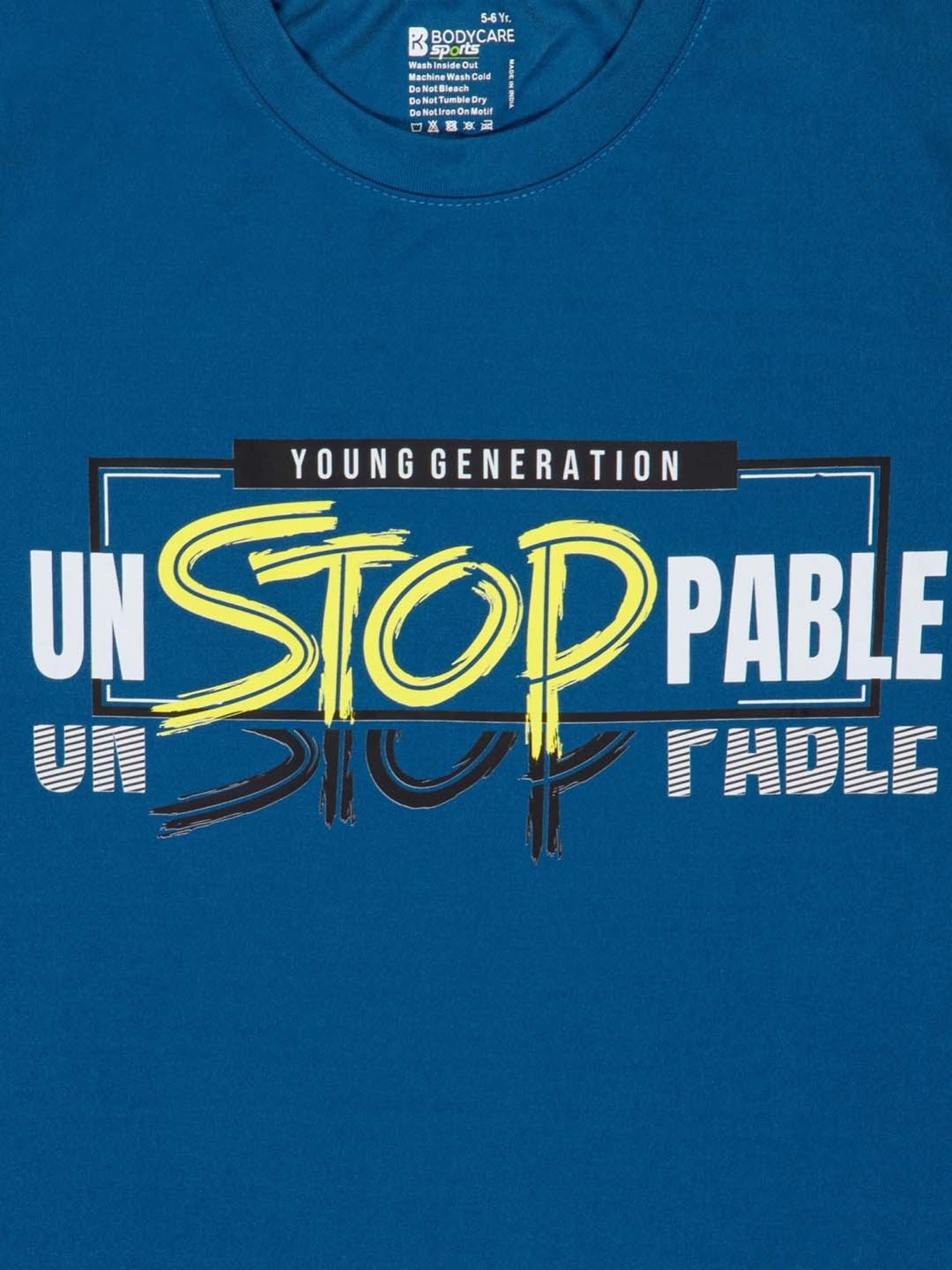 Bodycare Kids Teal Blue Cotton Printed T-Shirt