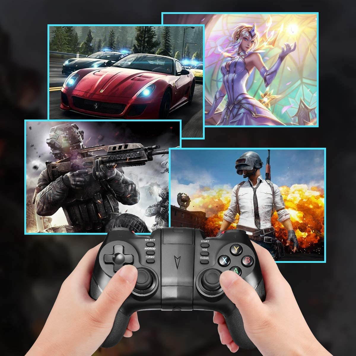 Game Controller 2.4G Wireless Gamepad Bluetooth Gaming Joystick Compatible with iPhone iOS/Android Phone/PC Windows/Smart TV/TV Box/ PS3 &ndash; Black