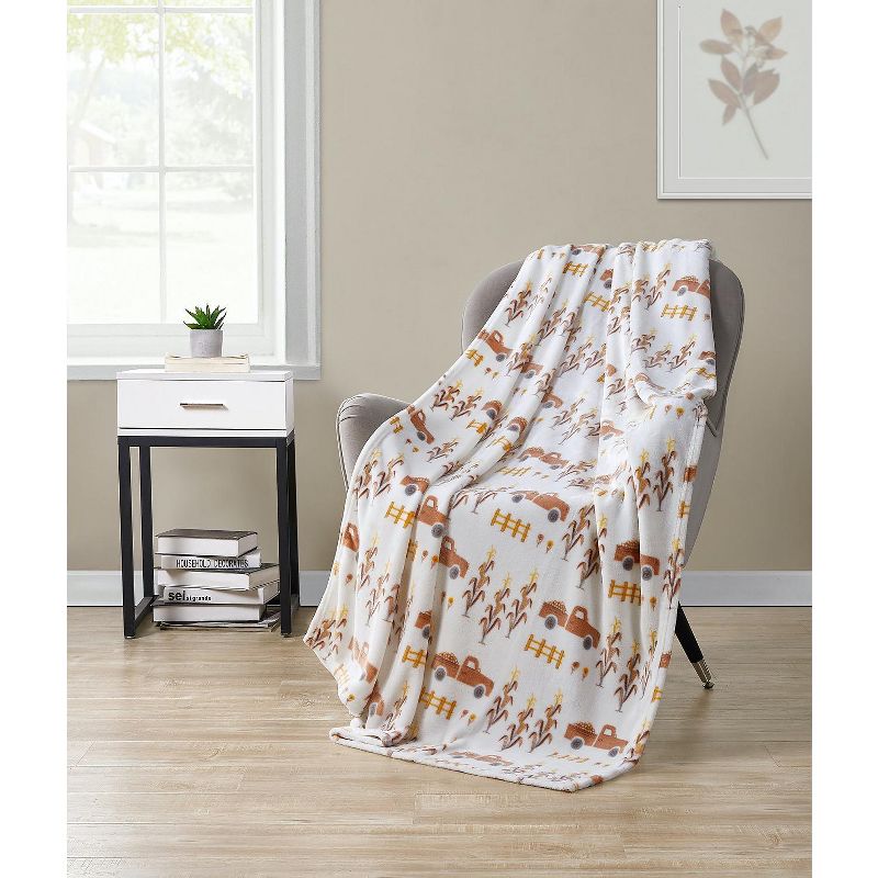 Kate Aurora Autumn Living Harvest Delivery Pick Up Trucks Ultra Soft & Plush Oversized Throw Blanket Covers