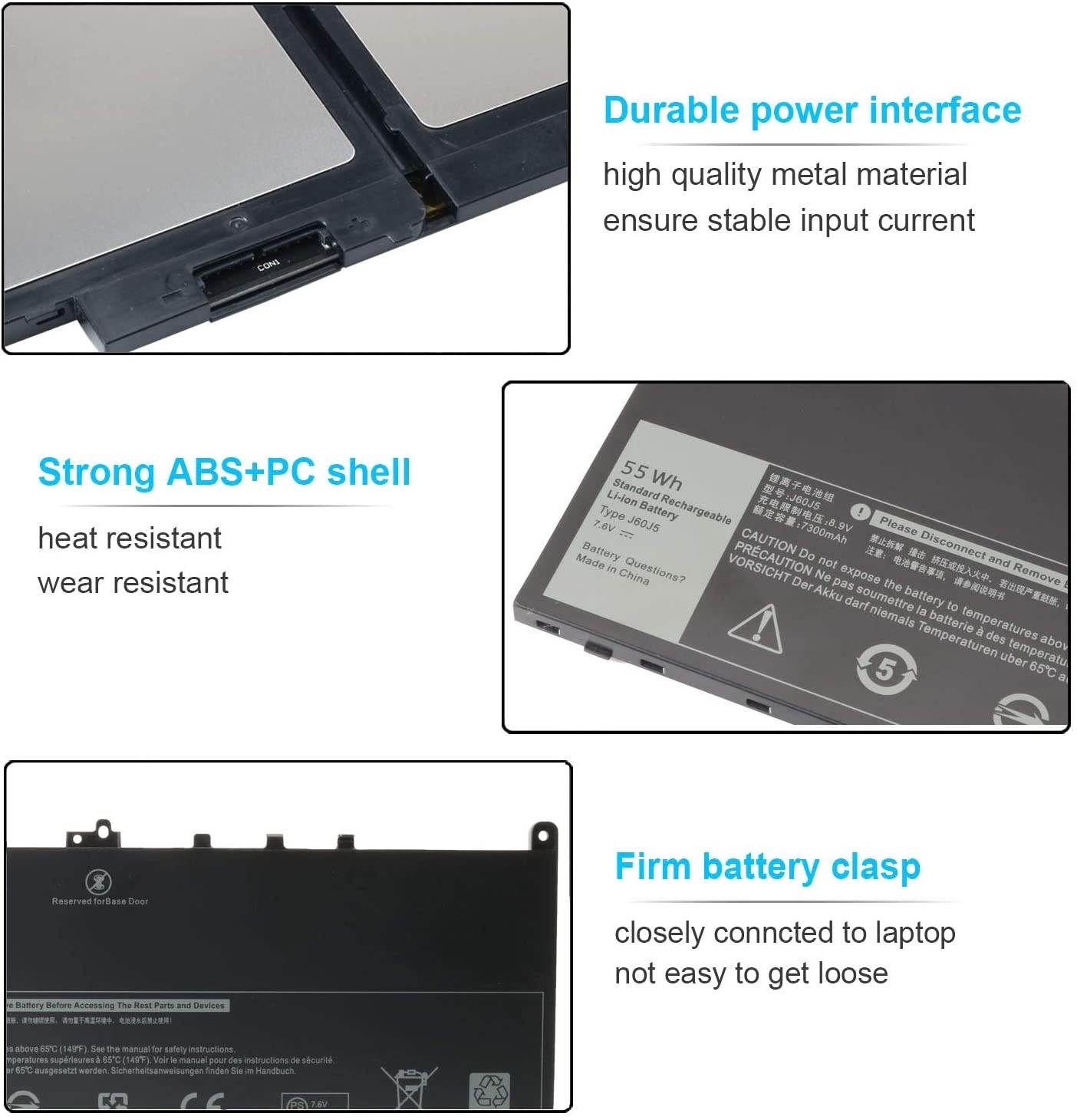 J60J5 Laptop Battery Compatible with Dell Latitude E7470 E7270 7470 7270 P/N: MC34Y 0MC34Y 1W2Y2 242WD GG4FM 0GG4FM WYWJ2 451-BBSX 451-BBSY 451-BBSU 7.6V 55Wh Notebook Battery