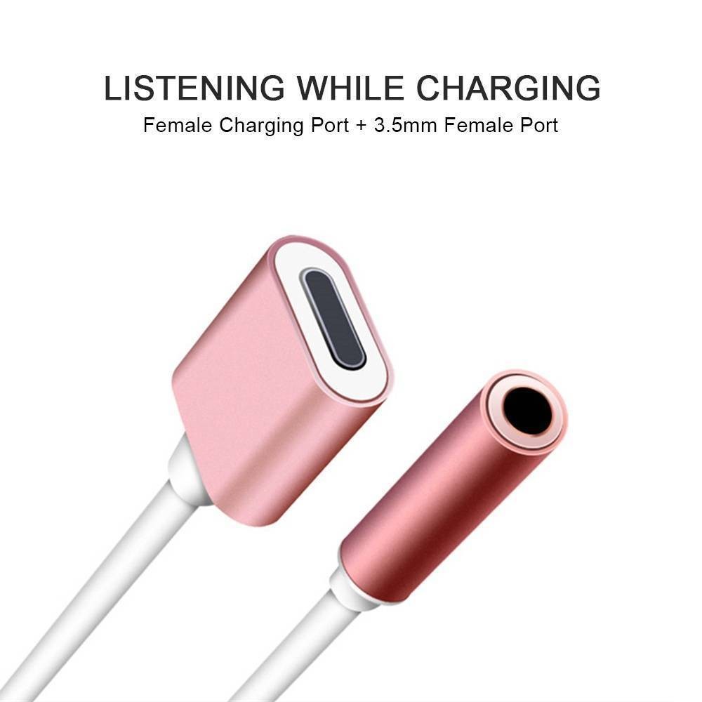 2in1 Audio Charger Aux Connector Adapter Audio Cable Headset Lightning Adapter-Color Random