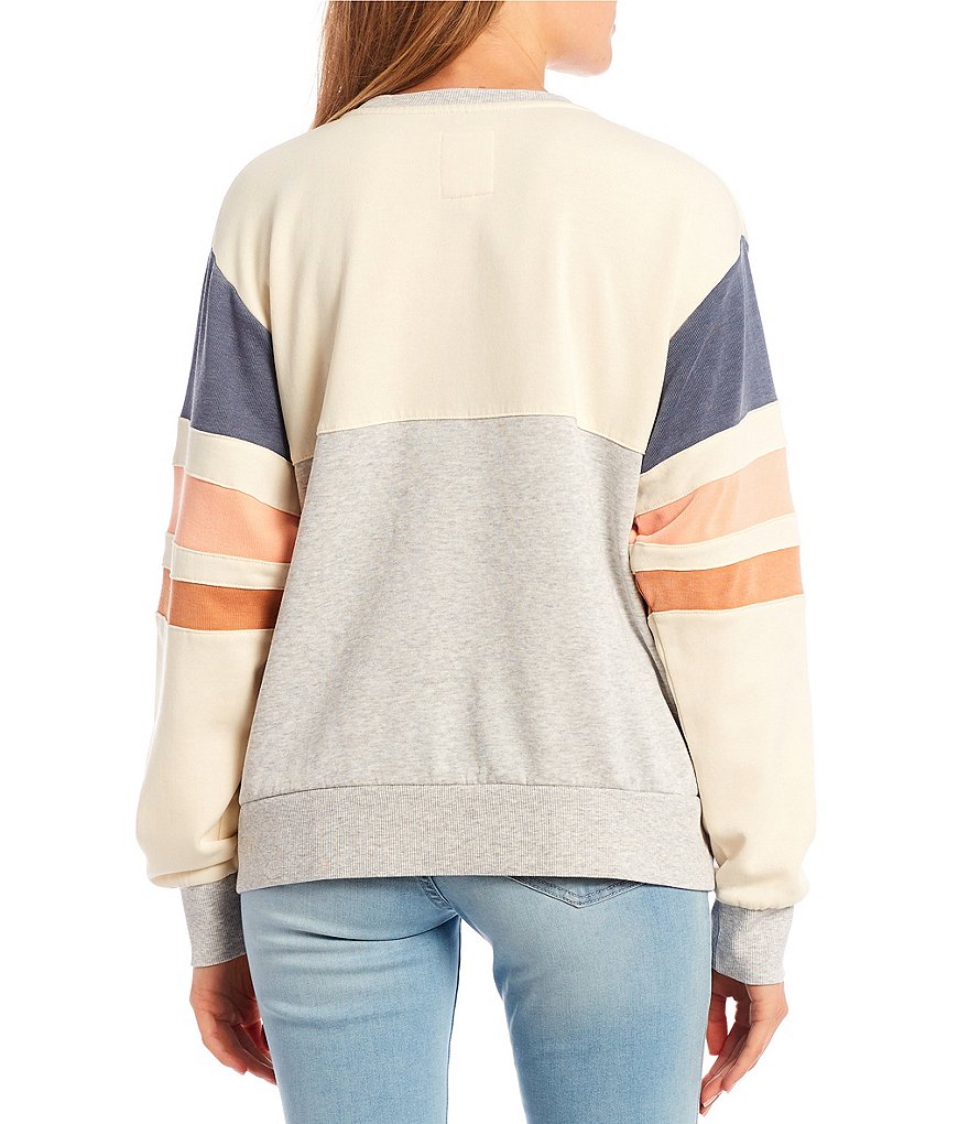 Rip Curl Glider Long-Sleeve Crewneck Color Block Fleece Sweatshirt