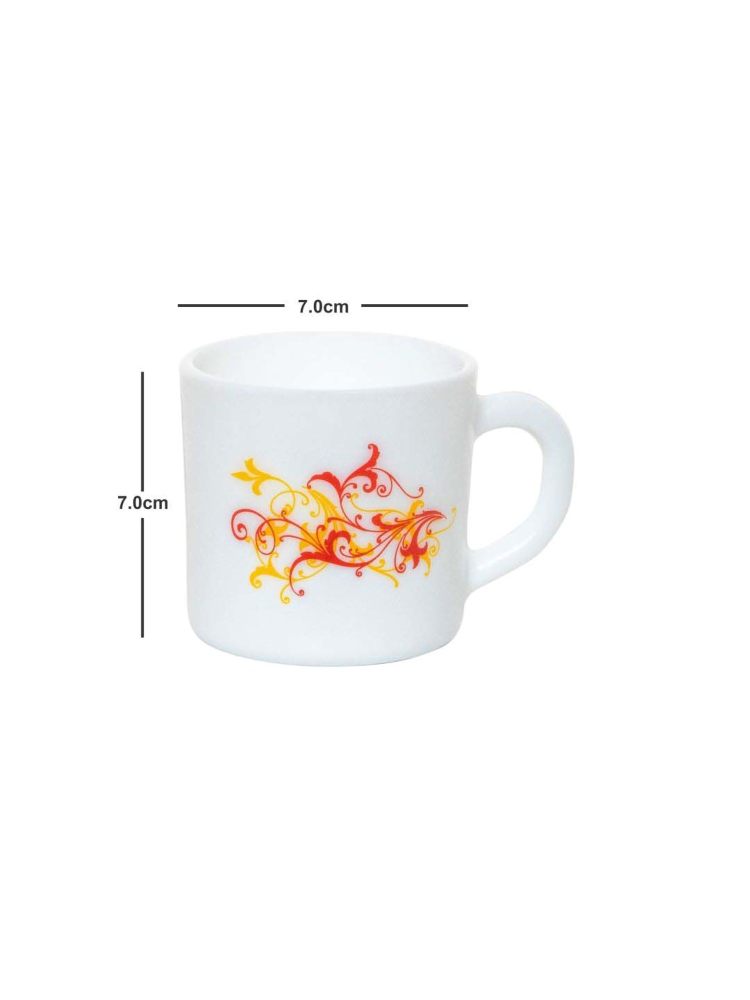 Cello Dazzle Stella White & Red Glass Coffee Mug (0.18 L) - Set of 12