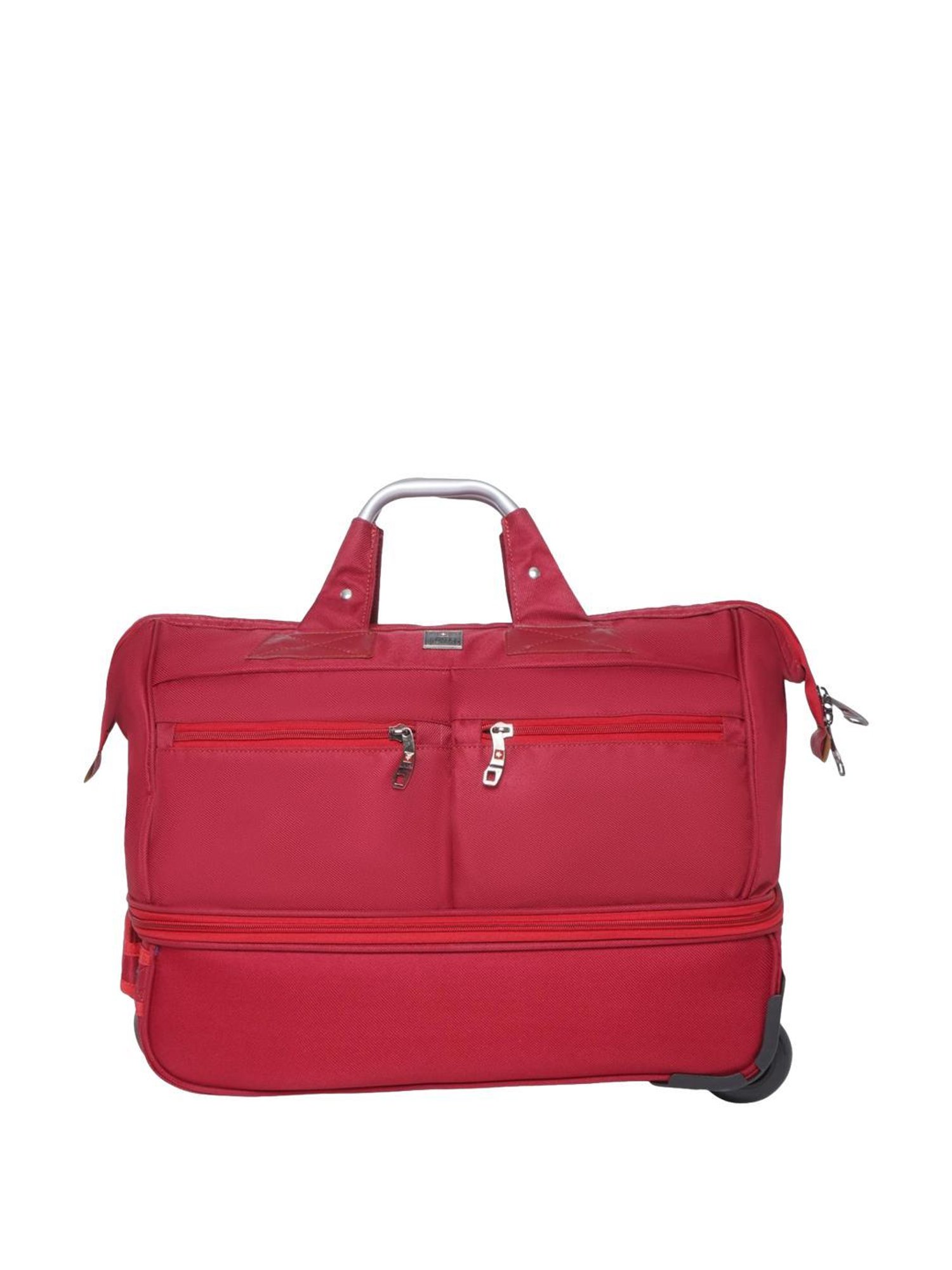 Swiss Military Maroon Polyester Solid Duffle Trolley Bag