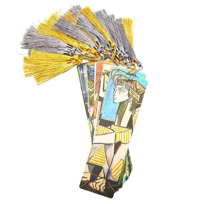 24-Count Bookmarks, Picasso Art Cardstock Page Markers with Tassel, 7"x2"