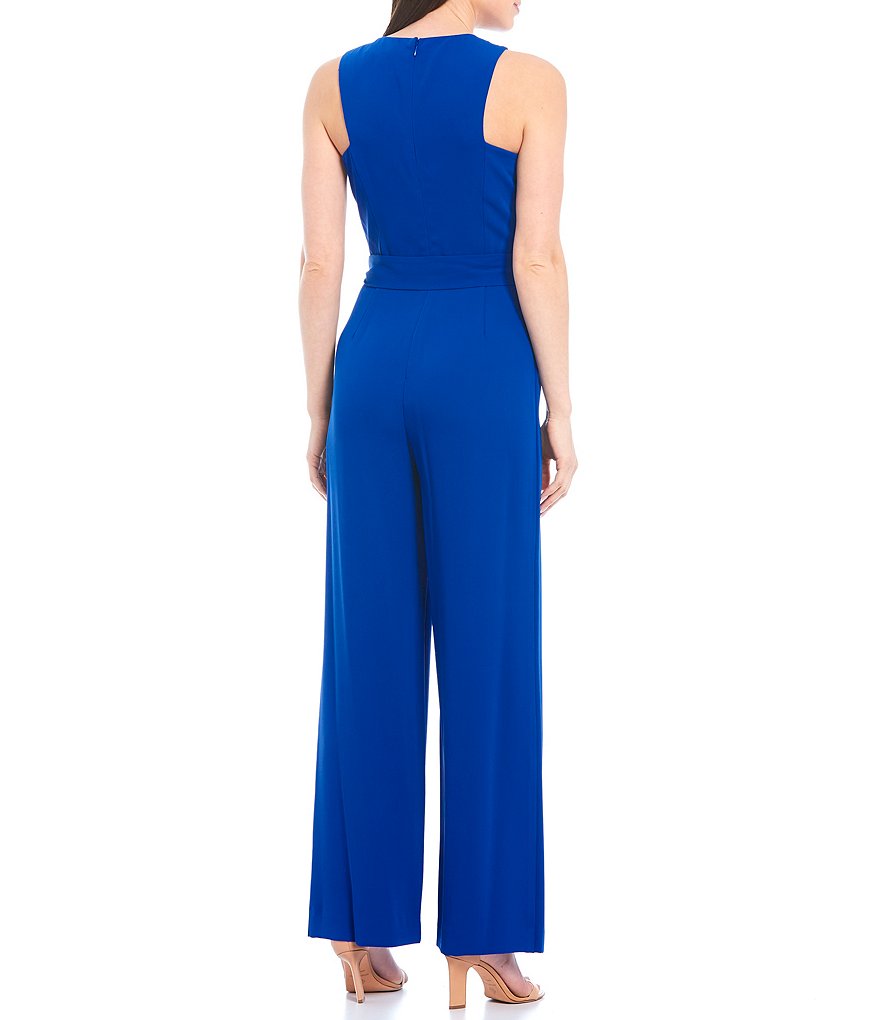 Antonio Melani Belinda Stretch Crepe Sleeveless Slit-Leg Sash Belted Jumpsuit