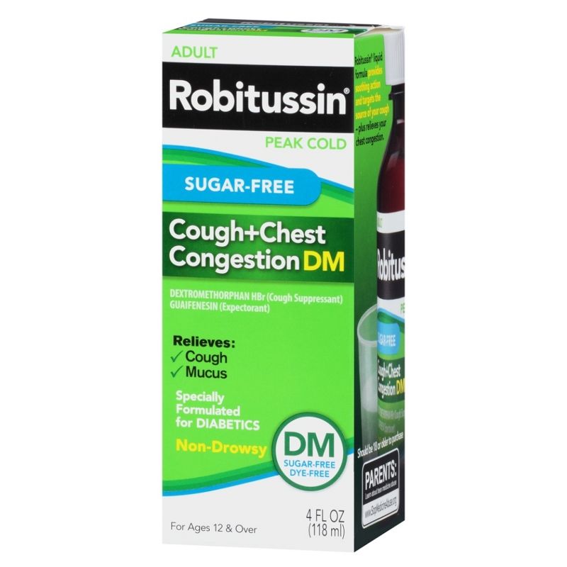 Robitussin Sugar-Free Cough + Chest Congestion DM Liquid - 4 fl oz