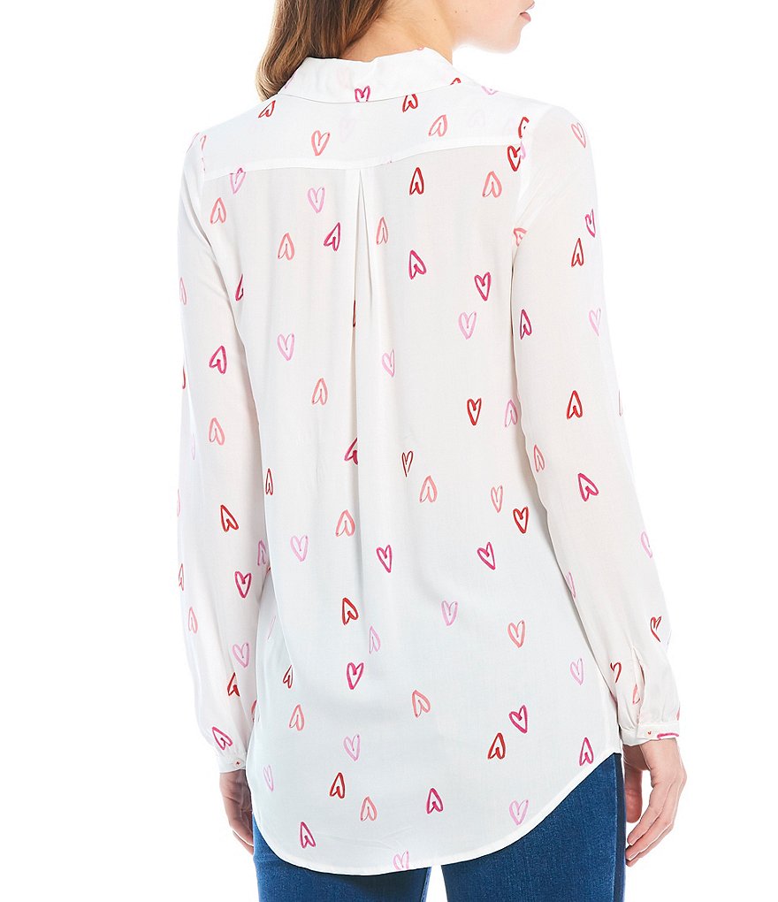 Joules Elvina Heart Print Button Down Woven Blouse