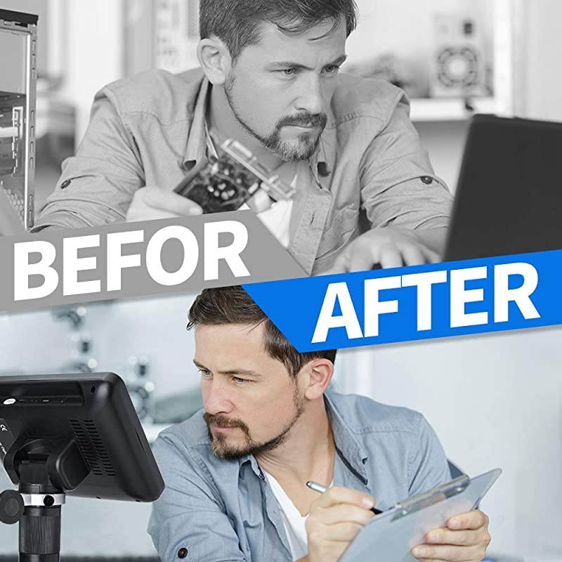 Digital Microscope 7inch 1080P LCD Screen  USB Scope with Camera Video Recorder Magnification Base LED Light for Student Teaching JewelryCoin Observation Circuit Repair 16G SD Card