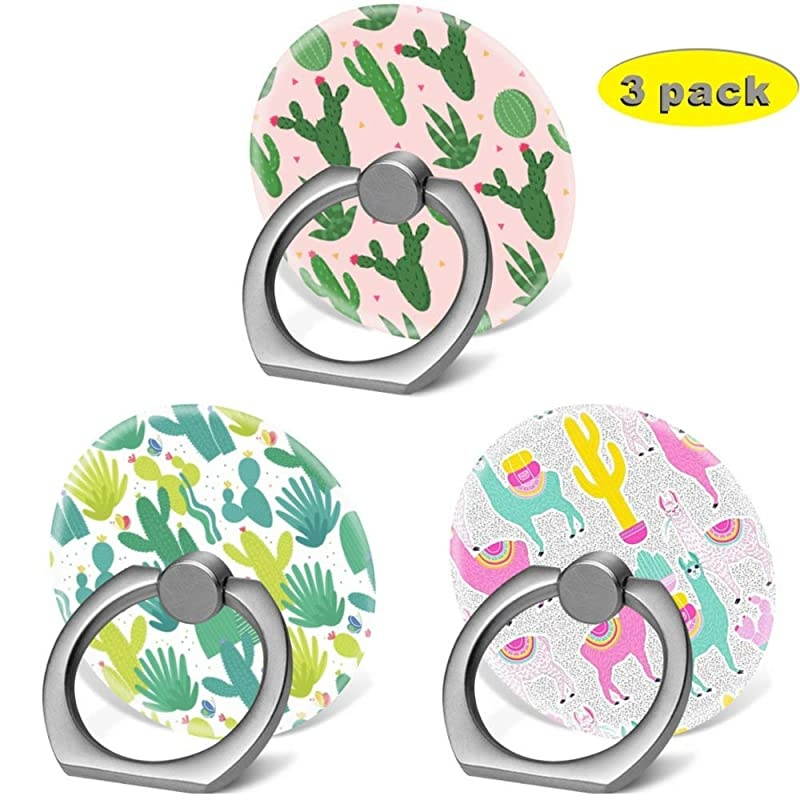 Phone Finger Ring Holder Stand with Car Mount for Smartphone and TabletKickstand 360 Rotation Grip Stand Green Cactus Alpaca