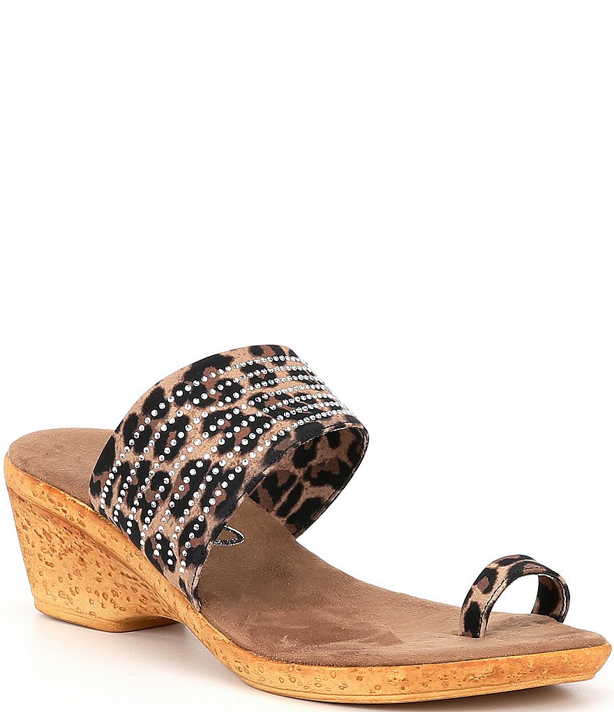 Onex Luca Elastic Leopard Embellished Thong Sandals