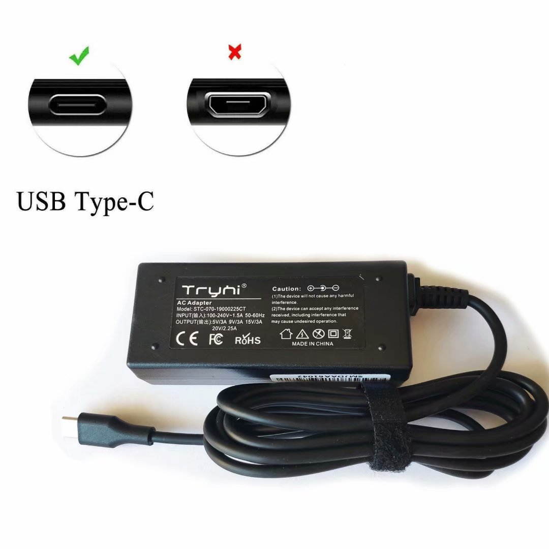 New 45W USB-C Type-C Laptop AC Adapter Charger Power Cord Supply for HP Spectre 13-v101nj 13-v101nk 13-v101nn 13-v101no 13-v101np 13-v101ns 13-v101nt 13-v101nv 13-v101nx 13-v101TU 13-v101ur 13-v102na