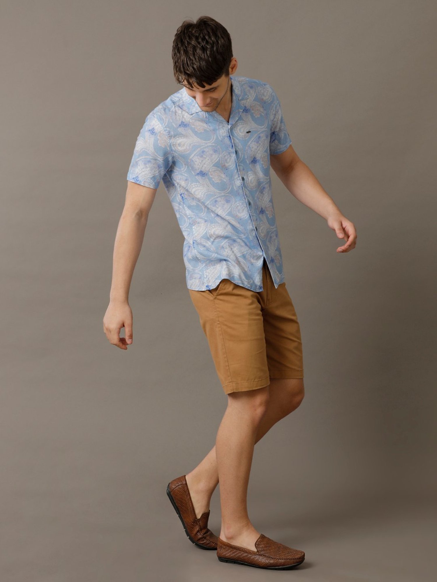 Identiti Blue Slim Fit Printed Shirt