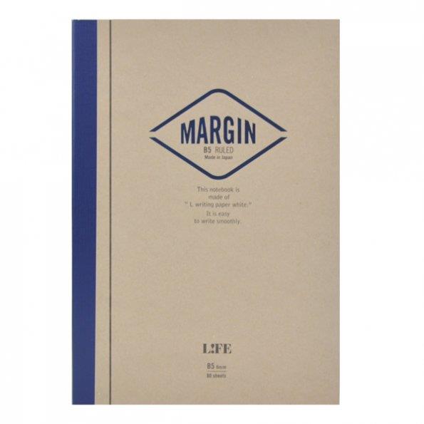 Life Margin Bound On Side Notebooks: 7 in. x 10 in. (Tan/Blue Cover, Lined Pages)