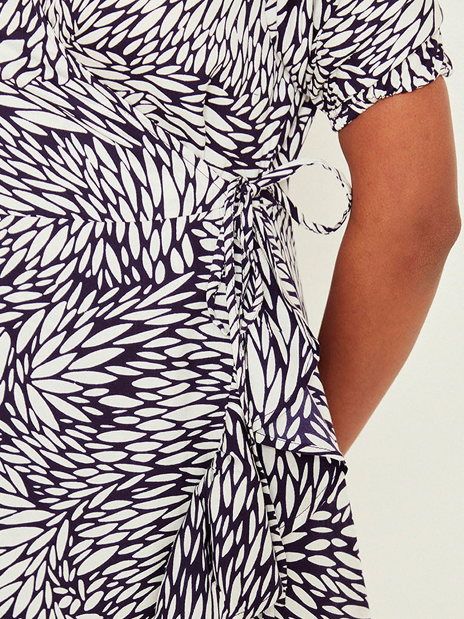 ANCESTRY Navy Printed Wrap Dress