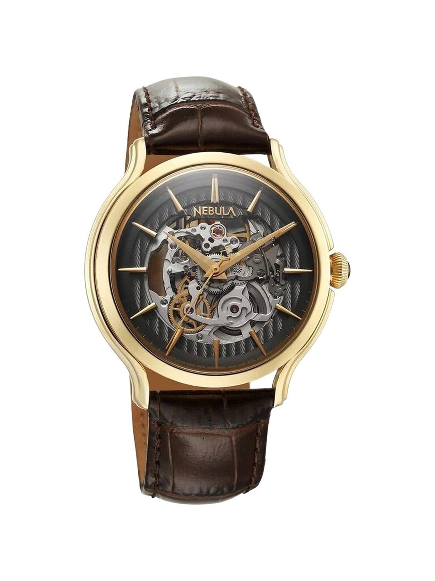 Nebula 5074DL01 Art Deco Skeleton Automatic 18 Karat Solid Gold Watch for Men