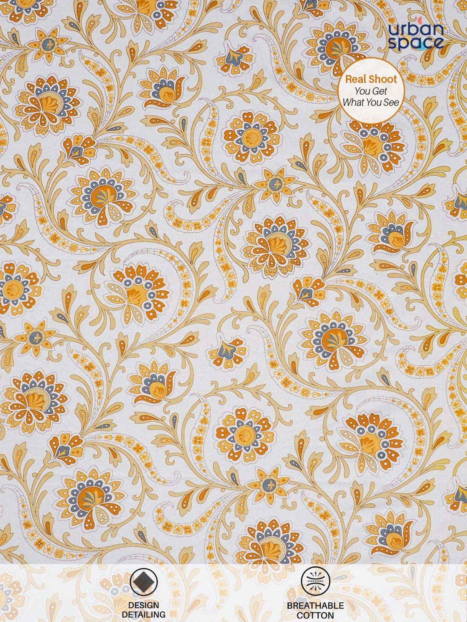 House This Juniper Blue Cotton 600 TC Double Size Bedsheet With Pillow Covers