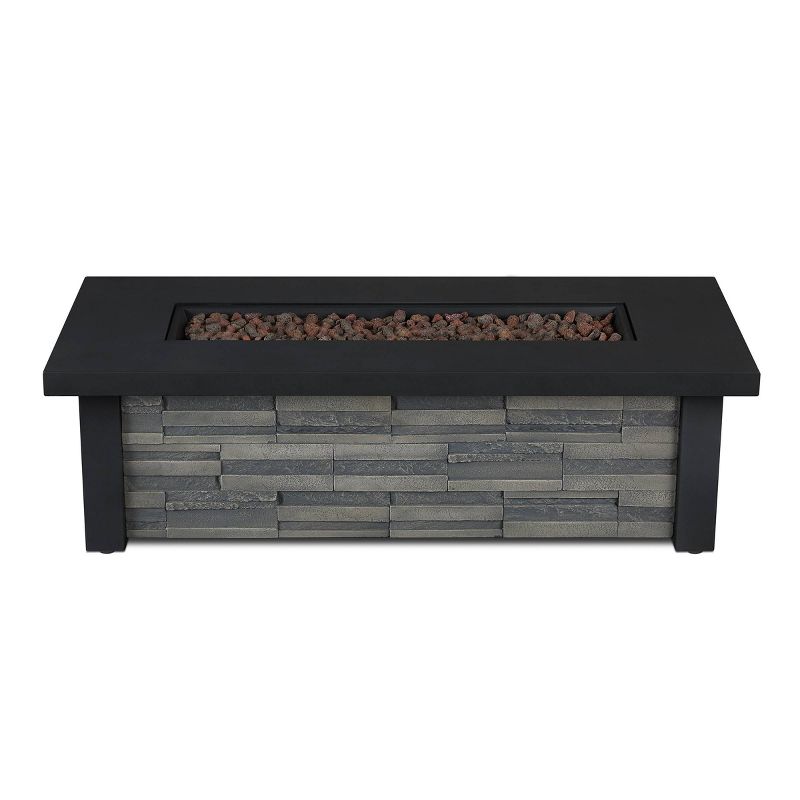 Berthoud Fire Table with NG Conversion Stacked Stone - Real Flame