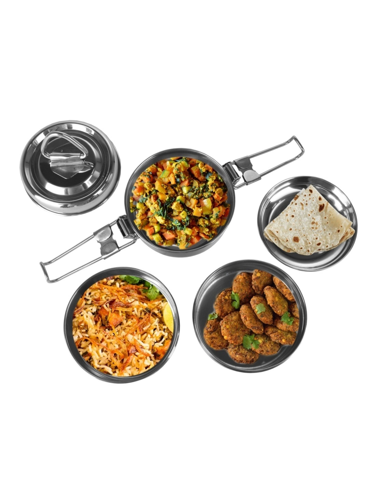 Borosil Grey Stainless Steel Lunch Box - Set of 4