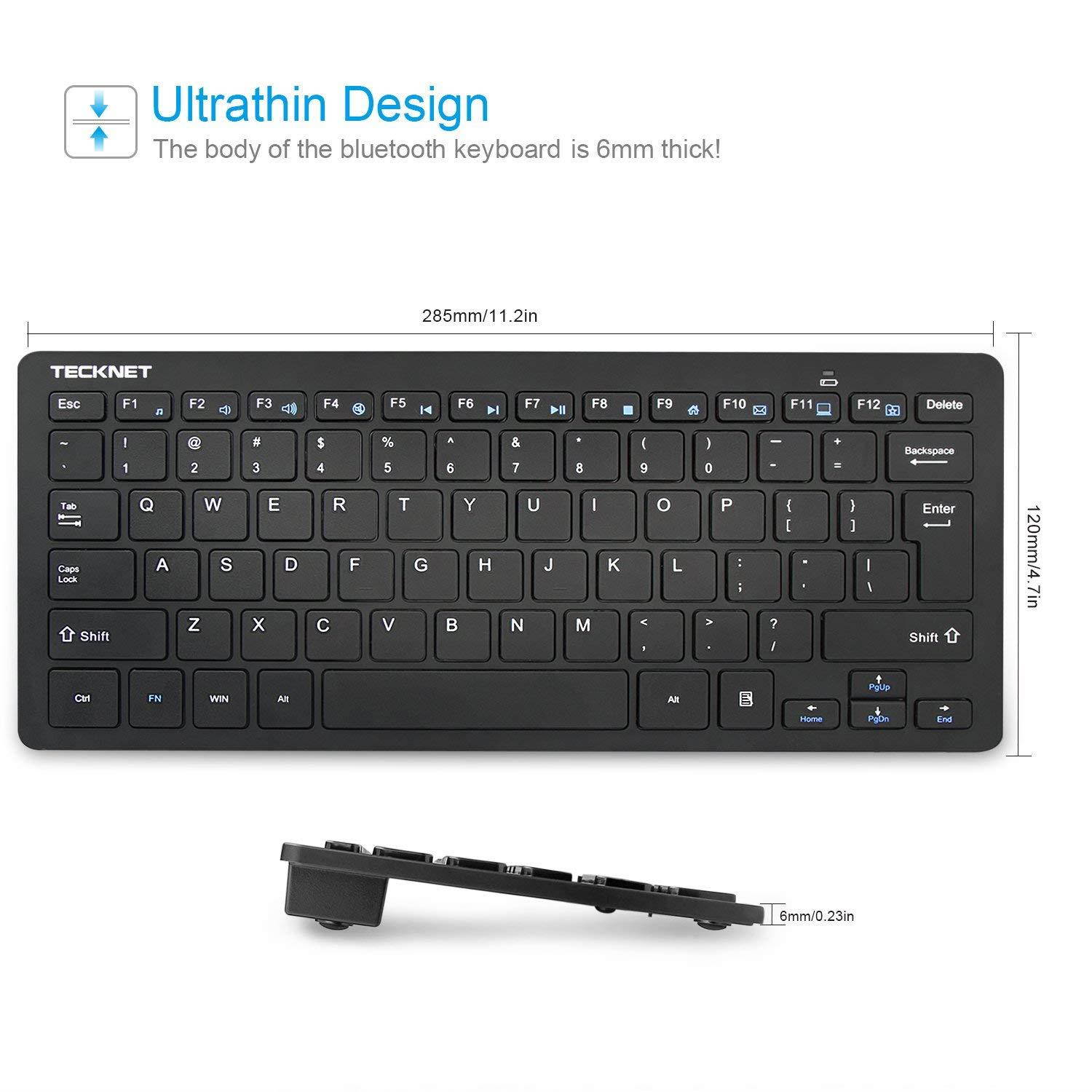 Wireless Keyboard, TeckNet Ultra Slim 2.4G USB Wireless Keyboard with Dedicated Hot Keys Design For Android Smart TV & Windows 10 8 7 XP Vista (US Keyboard Layout)