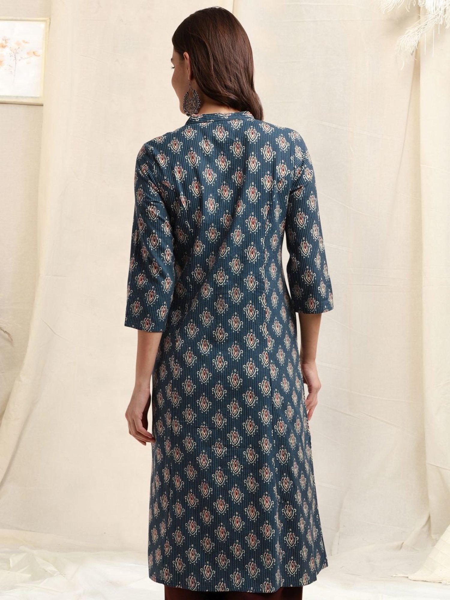 MIRCHI FASHION Blue Cotton Printed Straight Kurta