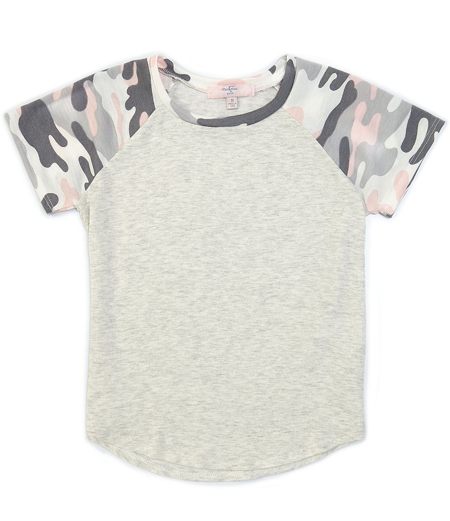 Moa Moa Big Girls 7-16 Short-Sleeve Camouflage-Raglan Tee