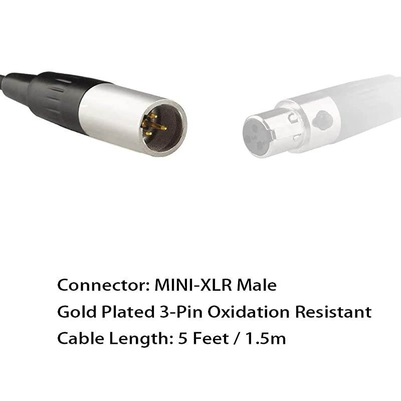 Mini XLR Cable 5FT Mini 3 Pin XLR Male to XLR Female Microphone Cable for Blackmagic Pocket BMPCC 4K Camera Video Assist 4K 5 Feet