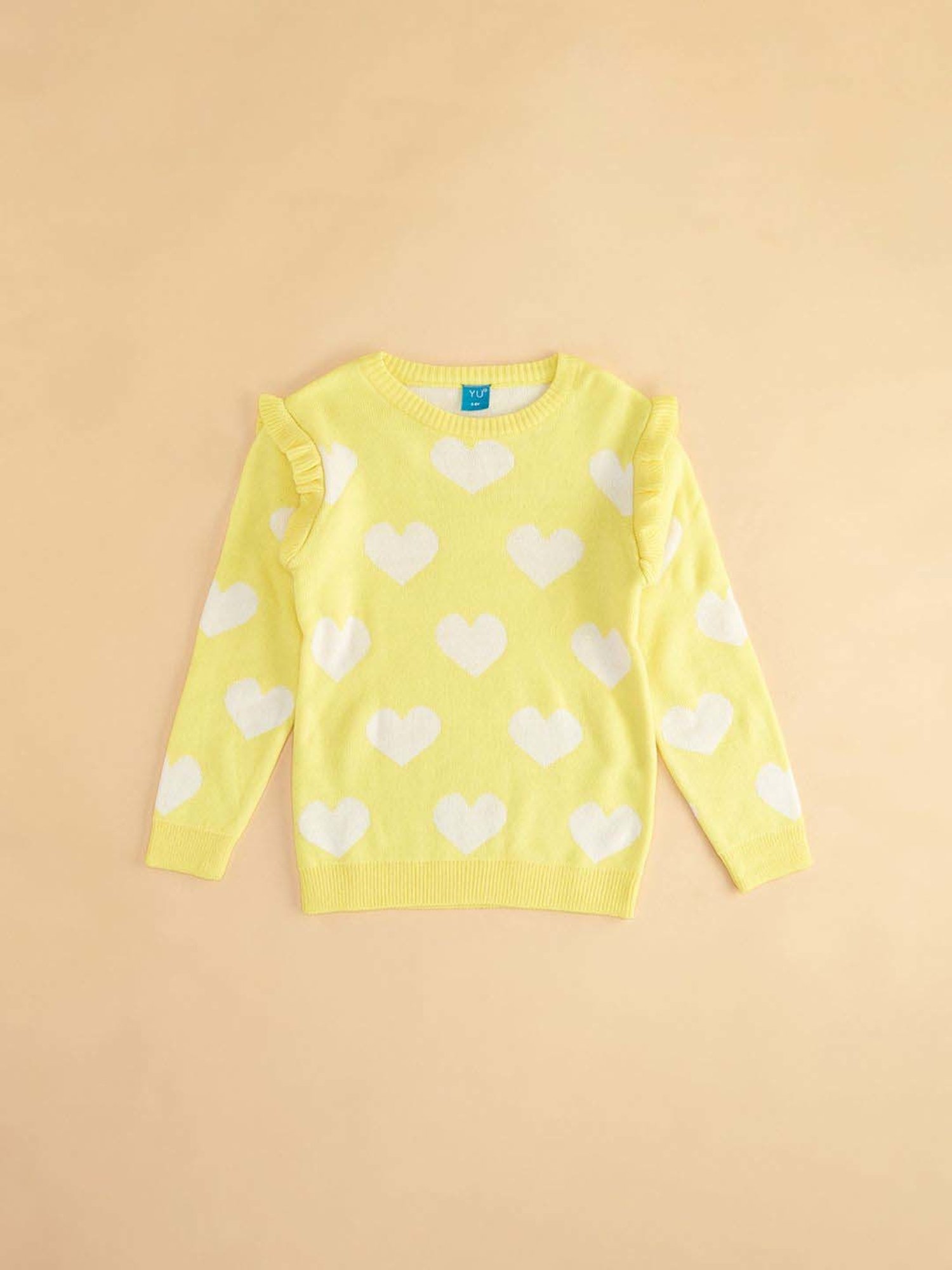 YU by Pantaloons Kids Yellow Printed Full Sleeves Sweater