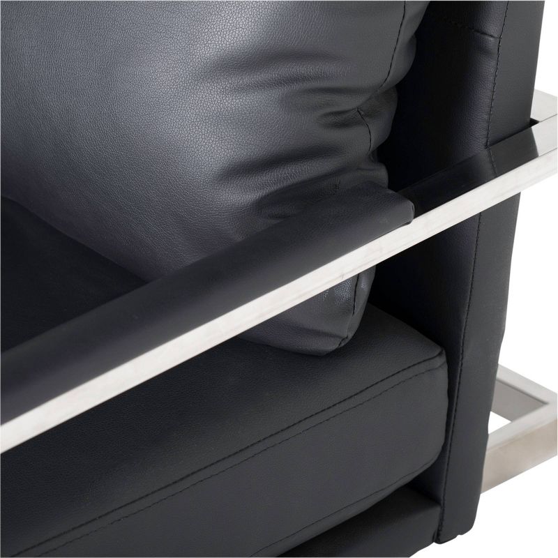 Lintel Leather Loveseat Chrome/Black - Studio Designs Home