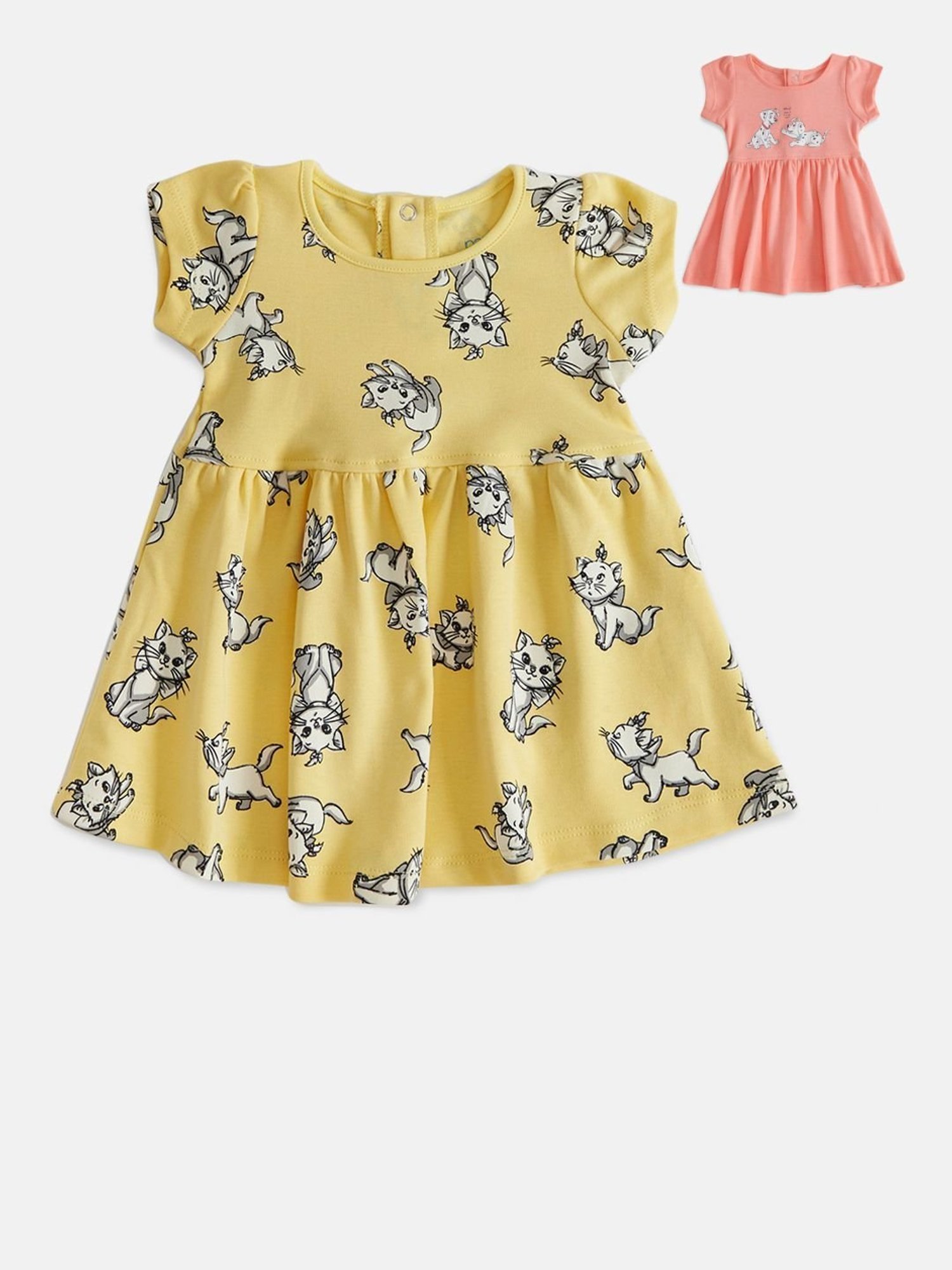 Pantaloons Baby Yellow & Coral Printed Dress (Pack Of 2)