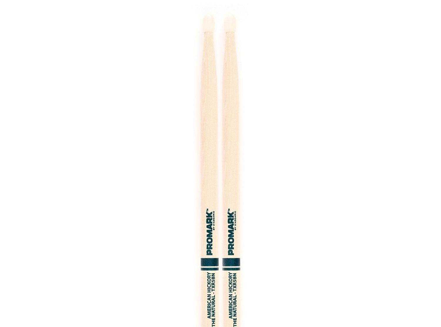 Promark 5BN Natural Hickory Nylon Tip  Drumsticks