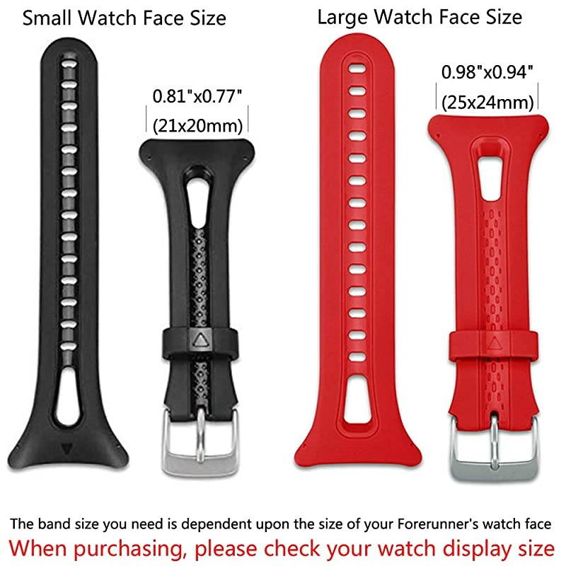Band for Garmin Forerunner 1015 Soft Silicone Replacement Watch Band Strap for Garmin Forerunner 1015 GPS Watch 3PCS BlackampRedampBlue LDisplay Size 098quotx094quot