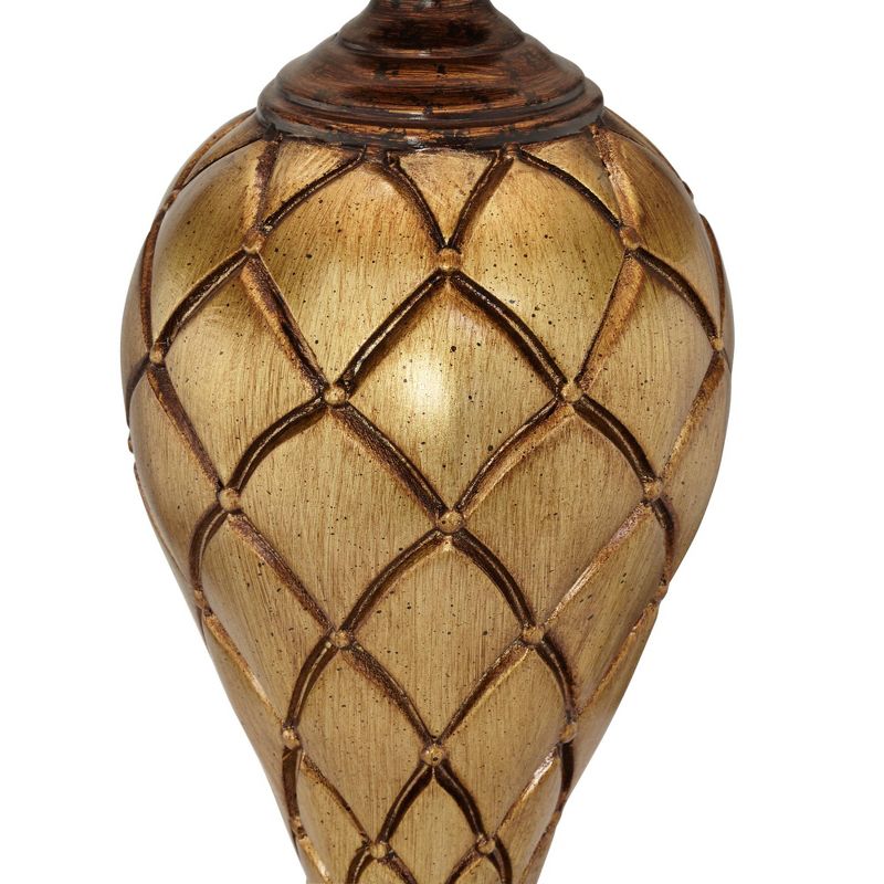 Barnes and Ivy Traditional Table Lamp Antique Gold Urn Flared Bell Shade for Living Room Family Bedroom Bedside Nightstand