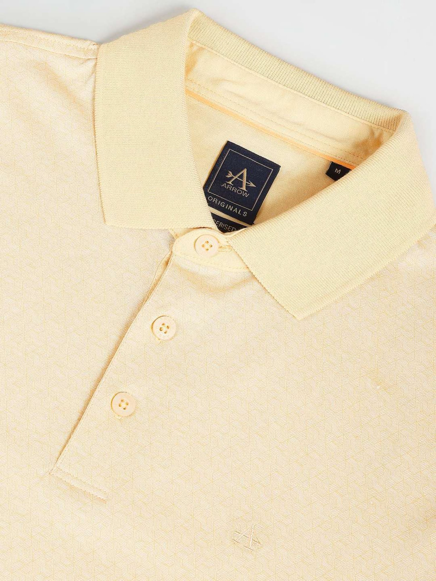 Arrow Yellow Cotton Regular Fit Polo T-Shirt