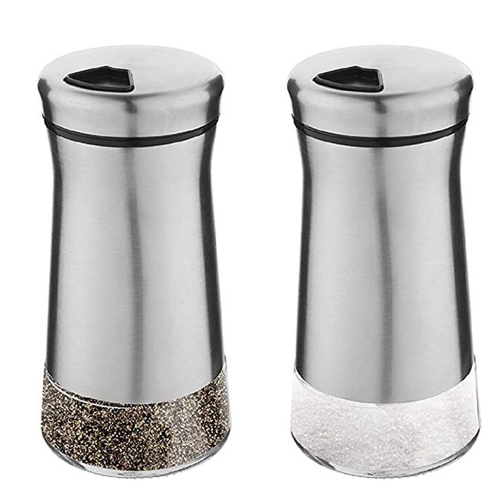 1Pc Stainless Steel Glass Seasoning Bottle Can Jar Pepper Container Kitchen Supply Home Accessory for Home Restaurant Kitchen