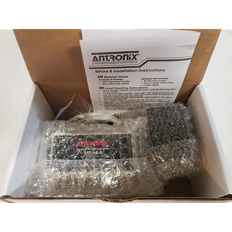 Cable TV/Antenna/HDTV/Internet Digital Signal Amplifier/Booster/Splitter with Passive Return, Coax Cable, F59 Terminators (Antronix MRA4-8)