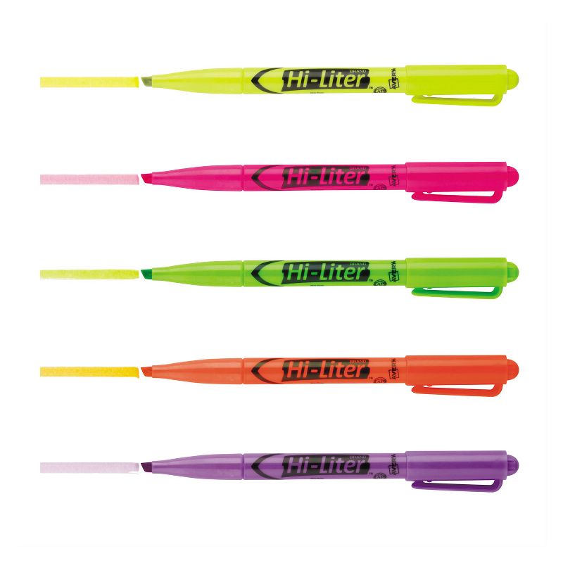 Hi-Liter Pen Style Highlighter Chisel Assorted Fluorescent Colors 6/Set 23565