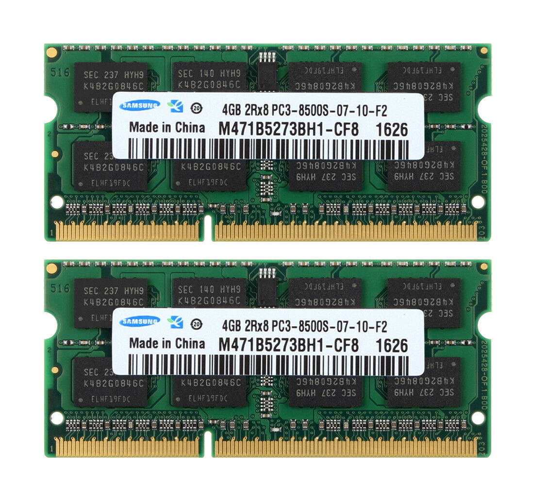 For Samsung M471B5273BH1-CF8 8GB(2X 4GB) DDR3 1066Mhz PC3-8500S 204pin SODIMM Laptop RAM Memory