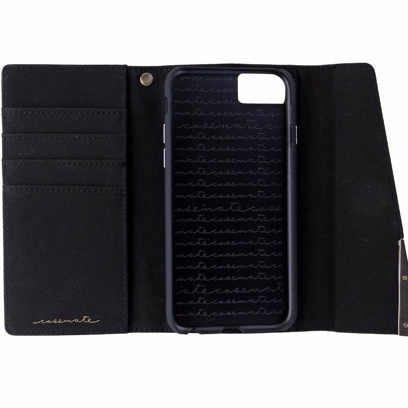 Case-Mate Leather Wristlet Folio Case for iPhone SE/8/7/6/6s - Black