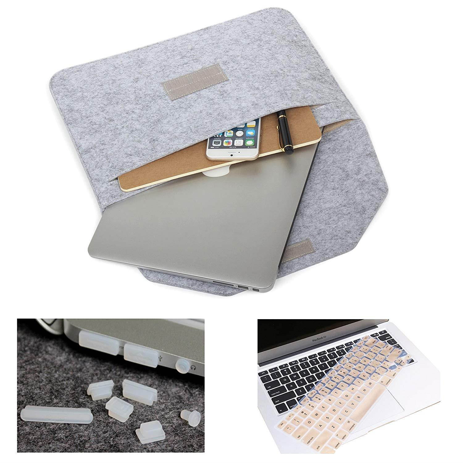 MacBook Pro 15"(2016 & 2017 Release) Hardshell Case & Felt Sleeve[5 in 1 Bundle] with Screen Protector,Keyboard Cover & Dust Plug for Latest MacBook Pro 15" A1707 w/Touch Bar Touch ID - Gold