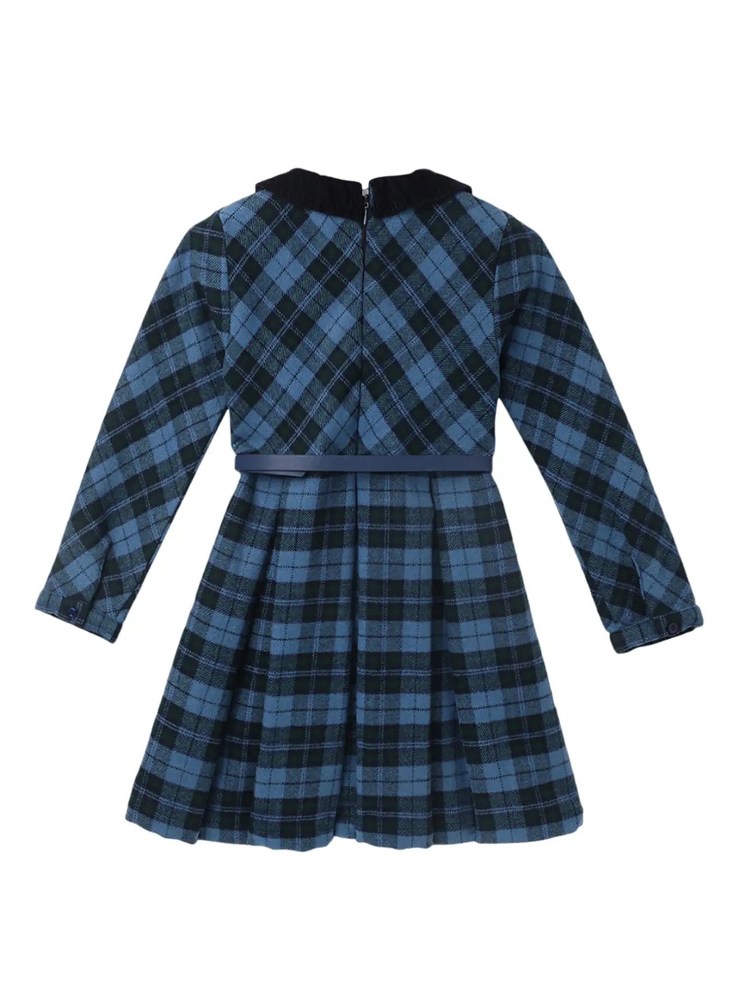 Blue Giraffe Kids Blue Checks Full Sleeves Dress