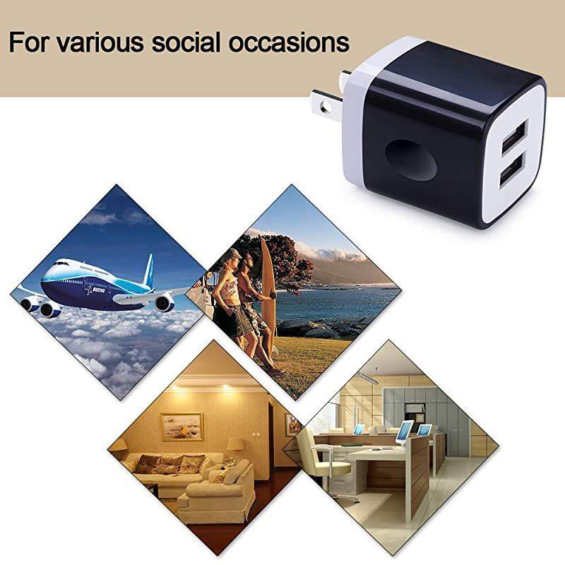 Charger Adapter21A  5Pack Home Travel Dual Port Plug Wall Charging Block Compatible with iPhone X87 Plus6 Plus6s PlusTabletSamsung Galaxy S8S7 EdgeHTCLGSonyNokiaMotorola and More