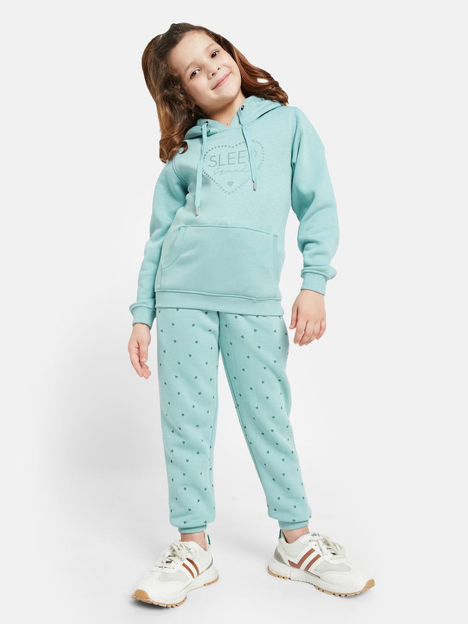 METTLE Kids Light Teal Printed Full Sleeves Tracksuit