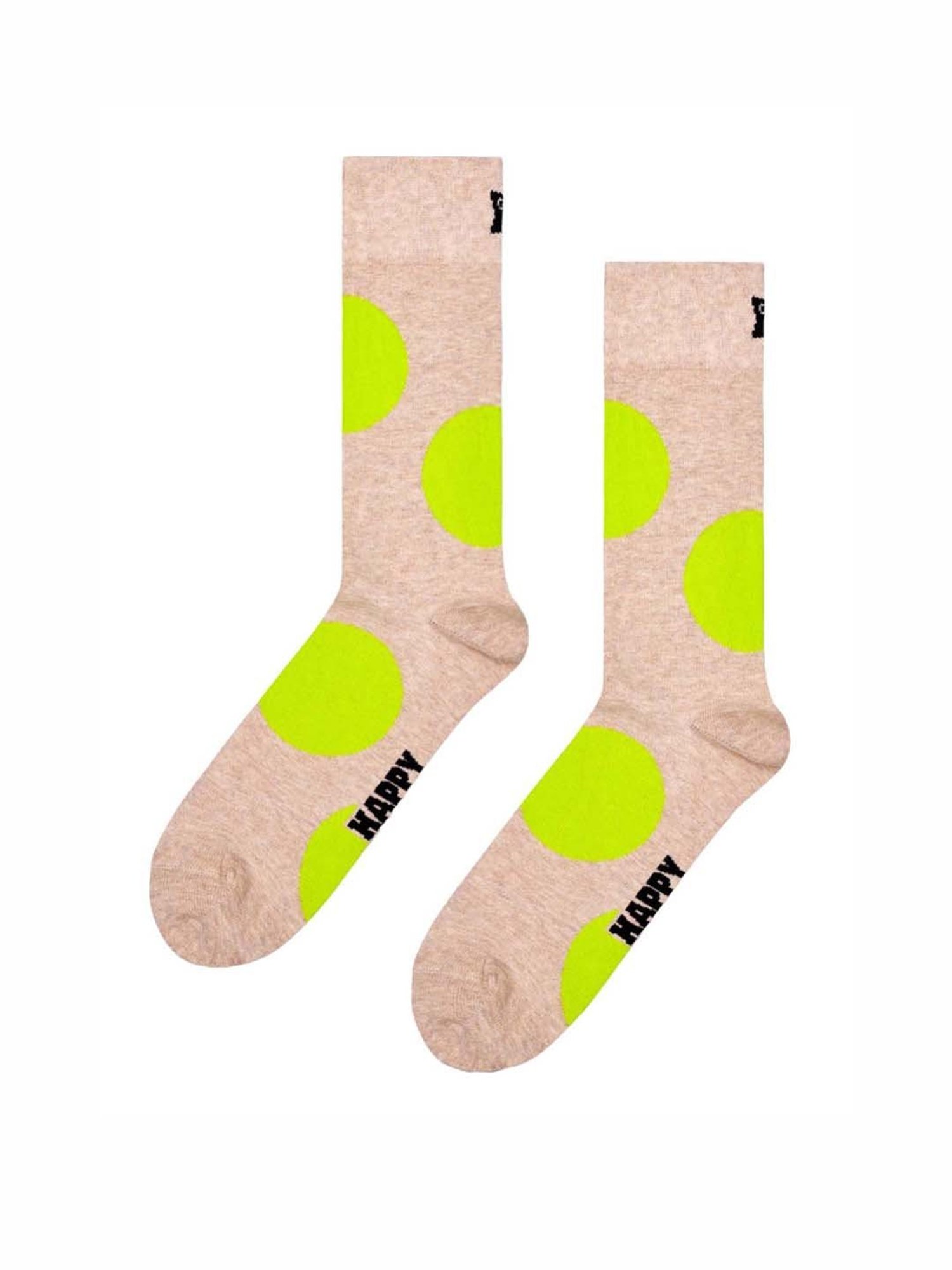Happy Socks Jumbo Dot Beige Cotton Printed Socks (36-40)