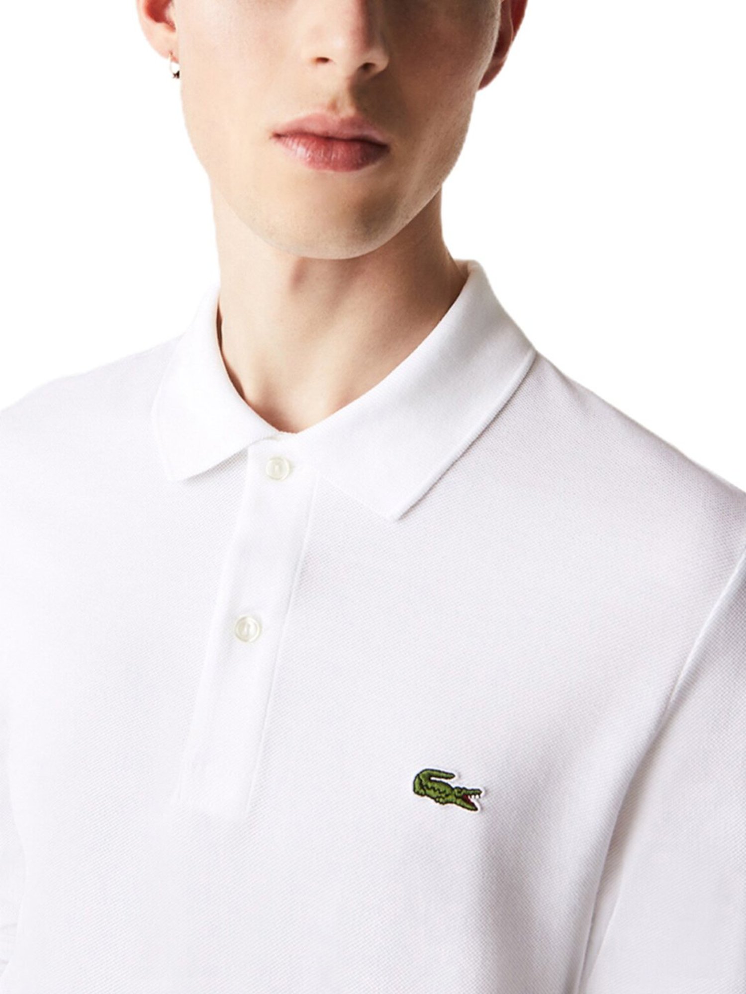 Lacoste White Cotton Slim Fit Polo T-Shirt